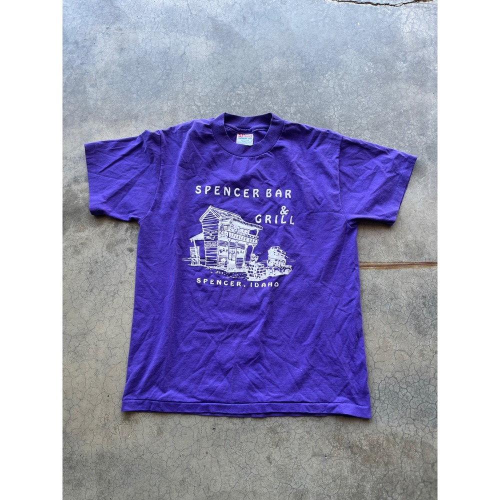 Vintage Hanes Spencer Bar & Grill Idaho T Shirt Purple Single Stitch Mens Medium